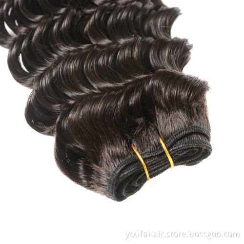 Wholesale Price 10A Cheap Natural Color Remy Cuticle Aligned Human Hair Extension with Closure Deep Wave Human Hair Bundles